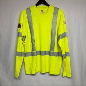 DryFire FR Hi Vis Performance T Shirt Long Sleeve Men’s Large Tall Yellow w/logo